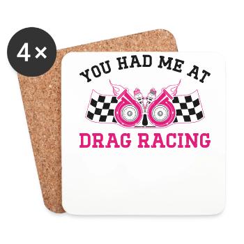 Drag Racing Race Car Girl que vous aviez - Dessous de verre (lot de 4) - blanc - Devant