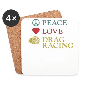 Course de dragster Car Girl Peace - Dessous de verre (lot de 4) - blanc - Devant