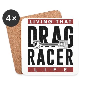 Voiture de course de dragster vivant que - Dessous de verre (lot de 4) - blanc - Devant