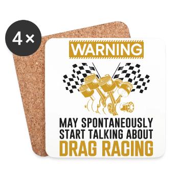 Avertissement de voiture de course de dragster mai - Dessous de verre (lot de 4) - blanc - Devant