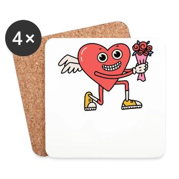 Petite amie, petit ami, homme, partenaire de la Saint-Valentin - Dessous de verre (lot de 4) - blanc - Devant