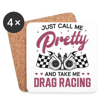 Drag Racing Race Car Girl Just - Dessous de verre (lot de 4) - blanc - Devant