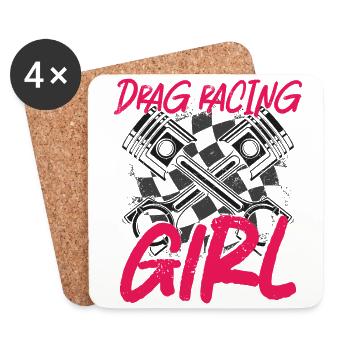 Drag Racing Race Car Girl Vintage - Untersetzer (4er-Set) - Weiß - Vorne
