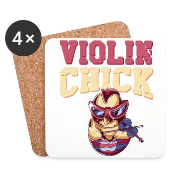 Violin Violinist Girl Chicken - Untersetzer (4er-Set) - Weiß - Vorne