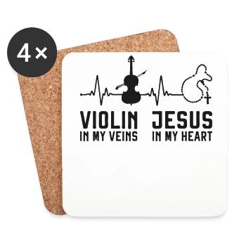 Violin Violinist Jesus Christian - Coasters (set of 4) - white - Front