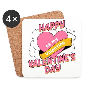 Petite amie, petit ami, homme, partenaire de la Saint-Valentin - Dessous de verre (lot de 4) - blanc - Devant