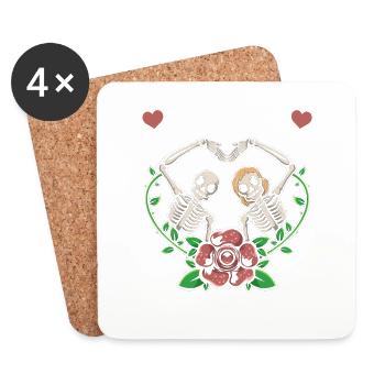 Petite amie, petit ami, homme, partenaire de la Saint-Valentin - Dessous de verre (lot de 4) - blanc - Devant