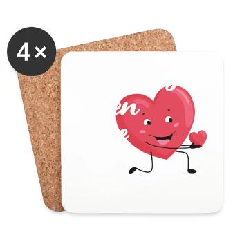 Petite amie, petit ami, homme, partenaire de la Saint-Valentin - Dessous de verre (lot de 4) - blanc - Devant