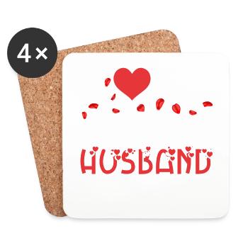Petite amie, petit ami, homme, partenaire de la Saint-Valentin - Dessous de verre (lot de 4) - blanc - Devant