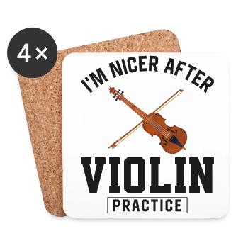 Violoniste Je suis plus gentil après - Dessous de verre (lot de 4) - blanc - Devant