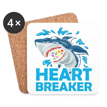 Heartbreaker Shark Anti-Saint-Valentin Célébration en solo - Dessous de verre (lot de 4) - blanc - Devant