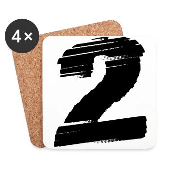 2 Zahl Trikot - Untersetzer (4er-Set) - Weiß - Vorne