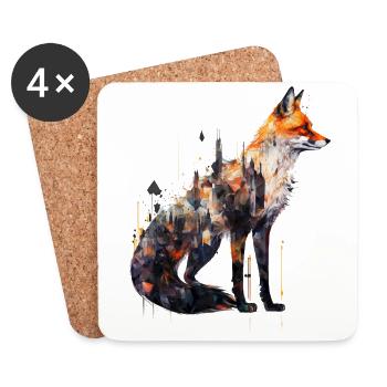 Fox Art Animaux Motif Animal Animaux Animaux Cadeau - Dessous de verre (lot de 4) - blanc - Devant