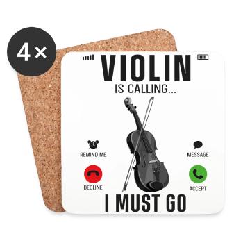 Violin Violinist Phone Display - Coasters (set of 4) - white - Front