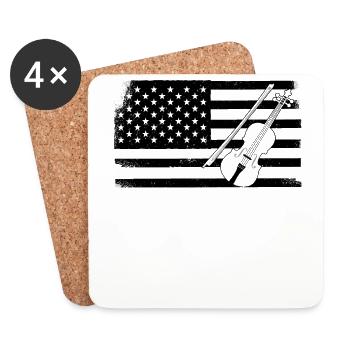 Violin Violinist Usa American Flag - Coasters (set of 4) - white - Front