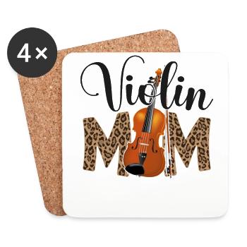 Violin Violinist Mom Cheetah - Untersetzer (4er-Set) - Weiß - Vorne
