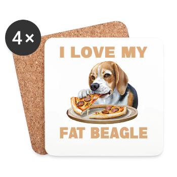 J’aime mon gros beagle - Dessous de verre (lot de 4) - blanc - Devant