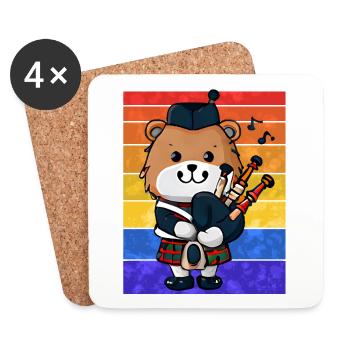 Scottish Bagpipe Bear - Coasters (set of 4) - white - Front