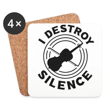 Violin Violinist I Destroy Silence - Untersetzer (4er-Set) - Weiß - Vorne