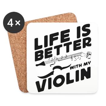 Violin Violinist Life Is Better - Untersetzer (4er-Set) - Weiß - Vorne