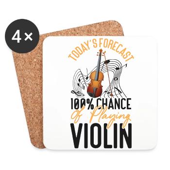Violon Violoniste Prévisions du jour - Dessous de verre (lot de 4) - blanc - Devant
