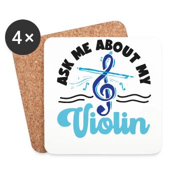 violoniste Demandez-moi à propos de mon - Dessous de verre (lot de 4) - blanc - Devant