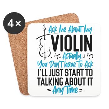 Violin Violinist Ask Me About My - Coasters (set of 4) - white - Front