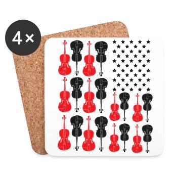 Violin Violinist Usa American Flag - Coasters (set of 4) - white - Front