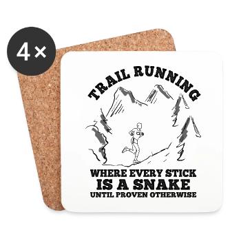 Berg-Laufen Für Läufer Trailrunning - Untersetzer (4er-Set) - Weiß - Vorne
