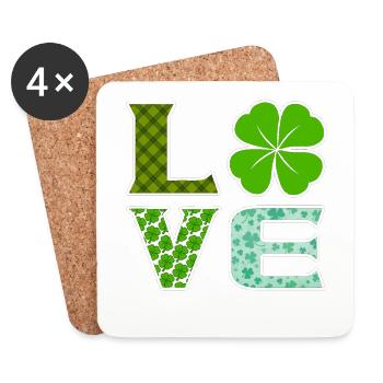 Love Clover Lucky St. Patrick’s Day Vibes - Dessous de verre (lot de 4) - blanc - Devant