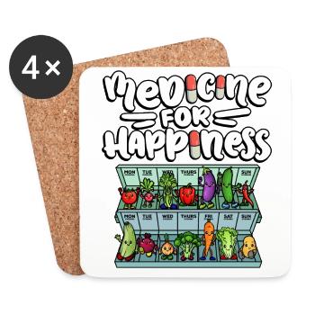 Medicine to Happiness Daily Dose of Vegetables - Coasters (set of 4) - white - Front