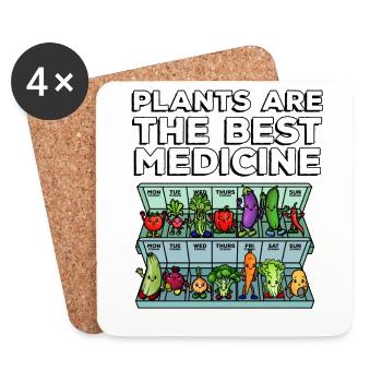Medicine to Happiness Daily Dose of Vegetables - Coasters (set of 4) - white - Front