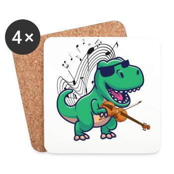 Violon Violoniste T-Rex Dinosaur - Dessous de verre (lot de 4) - blanc - Devant
