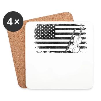 Violin Violinist Usa American Flag - Coasters (set of 4) - white - Front