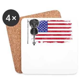 Violin Violinist Usa American Flag - Coasters (set of 4) - white - Front
