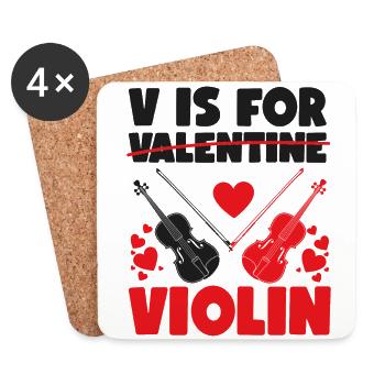Violoniste Violoniste Saint-Valentin V - Dessous de verre (lot de 4) - blanc - Devant