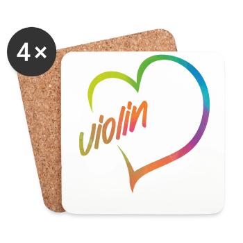 Violin Violinist Heart Watercolor - Untersetzer (4er-Set) - Weiß - Vorne