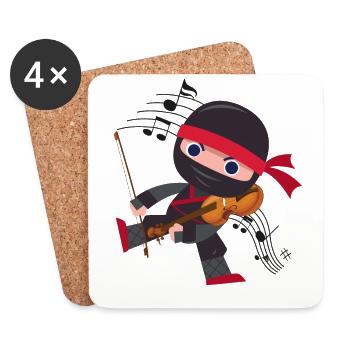 Violon Violoniste Ninja Violon - Dessous de verre (lot de 4) - blanc - Devant