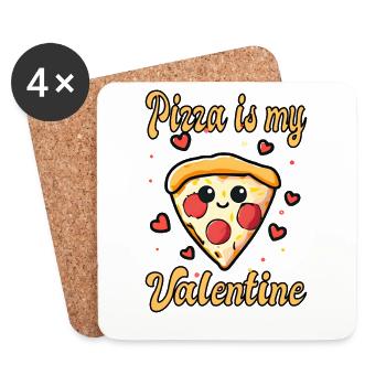 La pizza est ma Saint-Valentin - Dessous de verre (lot de 4) - blanc - Devant