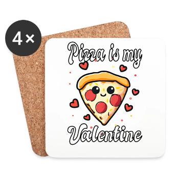 La pizza est ma Saint-Valentin - Dessous de verre (lot de 4) - blanc - Devant
