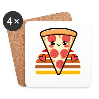 Pizza Herzen - Untersetzer (4er-Set) - Weiß - Vorne