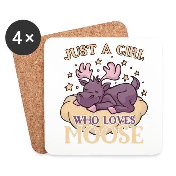 Just Girl Who Loves Elch Funny Elch - Untersetzer (4er-Set) - Weiß - Vorne