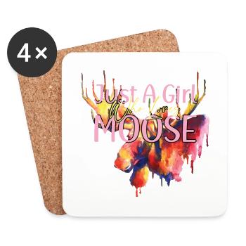 Just A Girl Who Loves Funny Moose Lover - Coasters (set of 4) - white - Front