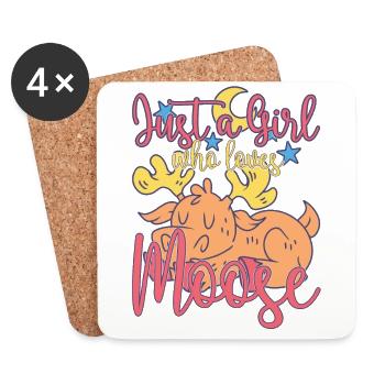Just A Girl Who Loves Funny Moose Lover - Coasters (set of 4) - white - Front