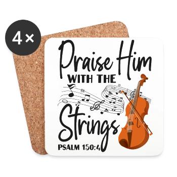 Violin Violinist Bible Quote Faith - Coasters (set of 4) - white - Front