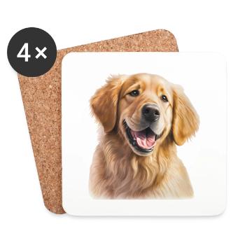 Chiot Golden Retriever mignon pour les propriétaires de chiens - Dessous de verre (lot de 4) - blanc - Devant