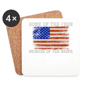 Home Of Free Because The Brave America - Coasters (set of 4) - white - Front