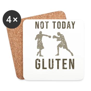 Drôle pas aujourd’hui Combat de boxeur sans gluten - Dessous de verre (lot de 4) - blanc - Devant