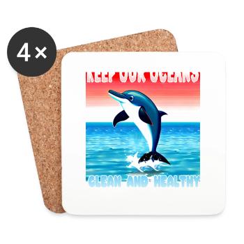 Dolphin environmental protection is important - Coasters (set of 4) - white - Front