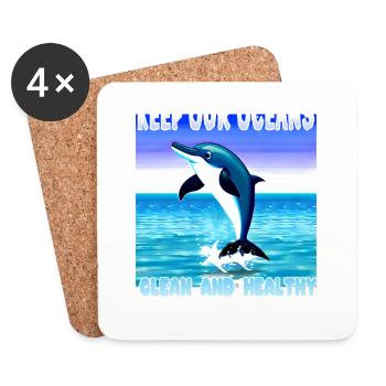 Dolphin environmental protection is important - Coasters (set of 4) - white - Front